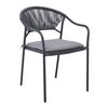 MOLLY Patio-Garden Armchair Anthracite Painted Metal, Grey Wicker, Grey Cushion | Armchairs - Chairs στο Togias-Home.gr