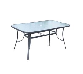 Τραπέζι Εξωτερικού Χώρου Μεταλλικό με Γυάλινη Επιφάνεια Rio Γκρι 140x80x71cm | Τραπέζια  στο Togias-Home.gr