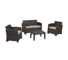 SAVANNA Set Σαλόνι Κήπου Βεράντας K/D, PP-UV Καφέ Μαξιλάρια Grey-White | Σετ Σαλόνια  στο Togias-Home.gr