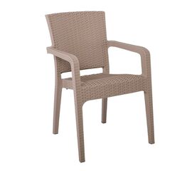 LORA Πολυθρόνα Κήπου Στοιβαζόμενη, PP (Rattan Look) Απόχρωση Cappuccino | Πολυθρόνες - Καρέκλες στο Togias-Home.gr