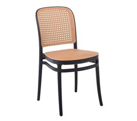 FLORENCE Καρέκλα PP Μαύρο, PP Rattan Μπεζ, Στοιβαζόμενη | Πολυθρόνες - Καρέκλες στο Togias-Home.gr