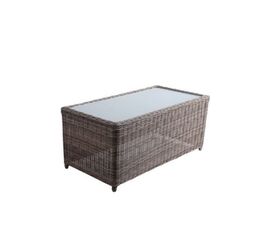 Τραπέζι Καθιστικού Εξωτερικού Χώρου Rattan με Γυάλινη Επιφάνεια Arizona Καφέ 100x50x45εκ. | Τραπέζια  στο Togias-Home.gr