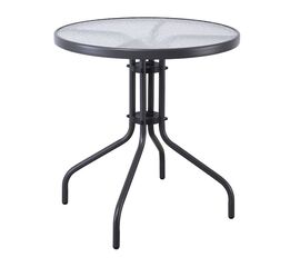 Τραπέζι Balleno για Μικρούς Εξωτερικούς Χώρους Μεταλλικό με Γυάλινη Επιφάνεια Baleno Γκρι 70x70x70εκ. | Τραπέζια  στο Togias-Home.gr