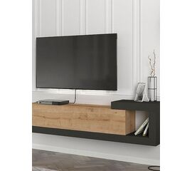 Έπιπλο Tηλεόρασης Eπιτοίχιο Volare Megapap Xρώμα Sapphire Oak - Aνθρακί 150x29,6x38,6εκ. | Συνθέσεις στο Togias-Home.gr