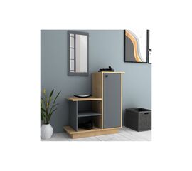 Cute Έπιπλο Εισόδου με Καθρέπτη & Παπουτσοθήκη Φυσικό Οξιάς - Ανθρακί 90x35x95εκ. | Παπουτσοθήκες στο Togias-Home.gr