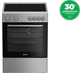 Indesit  I6V8KMX Κουζίνα 66lt με Κεραμικές Εστίες Π60εκ. Inox | Κουζίνες & Φούρνοι στο Togias-Home.gr