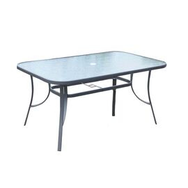 Τραπέζι Εξωτερικού Χώρου Μεταλλικό με Γυάλινη Επιφάνεια Rio Γκρι 150x90x70cm | Τραπέζια Αλουμινίου στο Togias-Home.gr