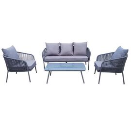 SALSA Rope Set Σαλόνι Κήπου ALU Ανθρακί, Μαξιλάρια Γκρι: Τραπέζι+2 Θέσιος+2 Πολυθρόνες | Σετ Σαλόνια  στο Togias-Home.gr