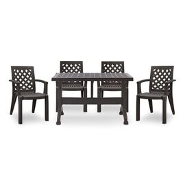 Callan Megapap 5-piece polypropylene garden dining set, table 120x70 - armchair, brown | Dining Set στο Togias-Home.gr