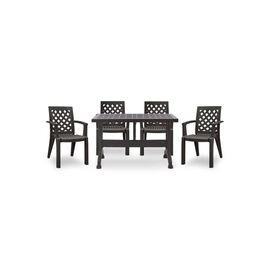 Callan Megapap 5-piece polypropylene garden dining set, table 140x80 - armchair, brown | Dining Set στο Togias-Home.gr