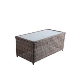Outdoor Rattan Dining Table with Glass Top Arizona Brown 100x50x45cm | Tables στο Togias-Home.gr