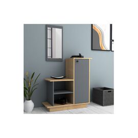 Cute Έπιπλο Εισόδου με Καθρέπτη & Παπουτσοθήκη Φυσικό Οξιάς - Ανθρακί 90x35x95εκ. | Παπουτσοθήκες στο Togias-Home.gr