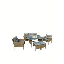 California Outdoor Dining Set with Cushions Natural / Gray 6pcs | Dining Set στο Togias-Home.gr