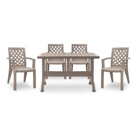 Callan Megapap 5-piece polypropylene garden dining set, table 140x70 - armchair, cappuccino color | Dining Set στο Togias-Home.gr