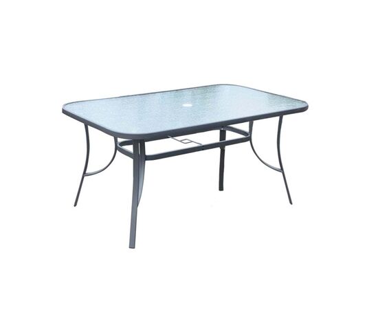 Τραπέζι Εξωτερικού Χώρου Μεταλλικό με Γυάλινη Επιφάνεια Rio Γκρι 150x90x70cm | Τραπέζια  στο Togias-Home.gr