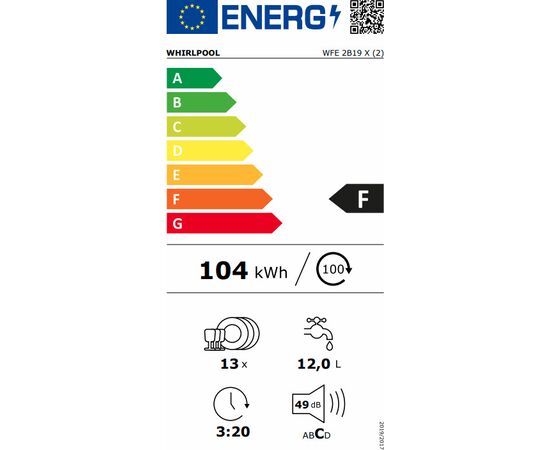 Whirlpool WFE 2B19 X Freestanding Dishwasher for 13 Dishes W60xH85cm. Inox |  Dishwashers στο Togias-Home.gr
