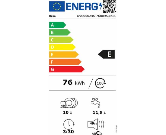 Beko DVS05024S Ελεύθερο Πλυντήριο Πιάτων για 10 Σερβίτσια Π44.8xY85εκ. Inox | Πλυντήρια Πιάτων στο Togias-Home.gr