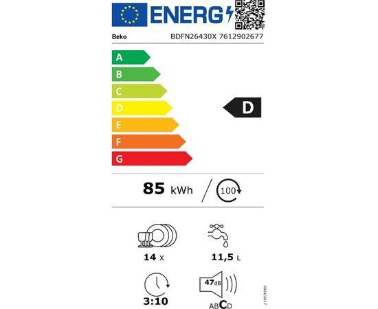 Beko BDFN 26430 X Ελεύθερο Πλυντήριο Πιάτων για 14 Σερβίτσια Π59.8xY85εκ. Inox | Πλυντήρια Πιάτων στο Togias-Home.gr