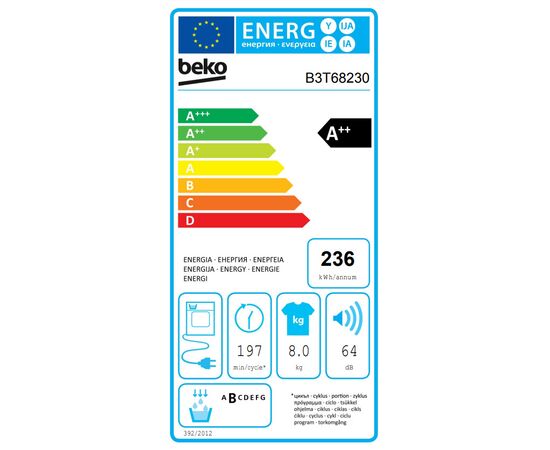 Beko B3T68230 Στεγνωτήριο 8kg A++ με Αντλία Θερμότητας | Στεγνωτήρια στο Togias-Home.gr