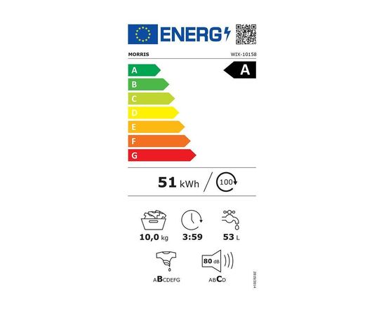 Morris WIX-10158 Πλυντήριο Ρούχων 10kg με Ατμό 1500 Στροφών | Εμπρόσθιας Φόρτωσης στο Togias-Home.gr