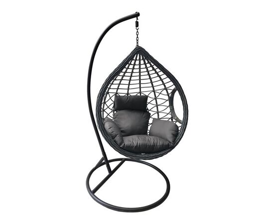 MADRID Κρεμαστή Πολυθρόνα, Wicker Grey, Μέταλλο Βαφή Ανθρακί, Μαξιλάρι Γκρι | Κούνιες στο Togias-Home.gr