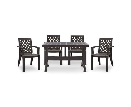 Σετ τραπεζαρία κήπου Callan Megapap 5τμχ πολυπροπυλενίου τραπέζι 120x70 - πολυθρόνα χρώμα καφέ | Σετ Τραπεζαρίας στο Togias-Home.gr