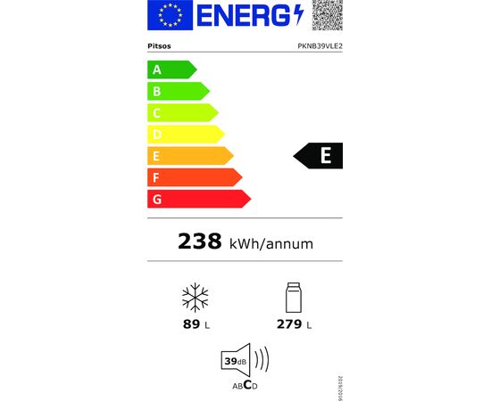 Pitsos PKNB39VLE2 Ψυγειοκαταψύκτης 368lt Total NoFrost Υ203xΠ60xΒ66εκ. Inox | Ψυγεία στο Togias-Home.gr
