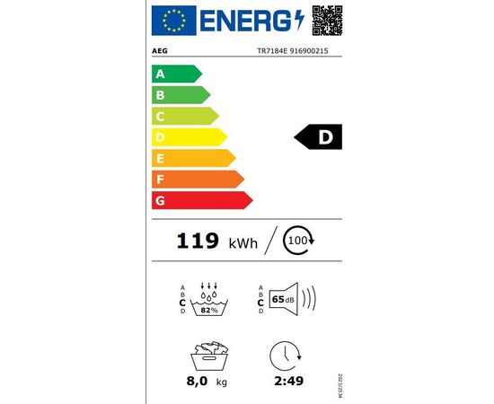AEG TR7184E Στεγνωτήριο 8kg με Αντλία Θερμότητας | Στεγνωτήρια στο Togias-Home.gr