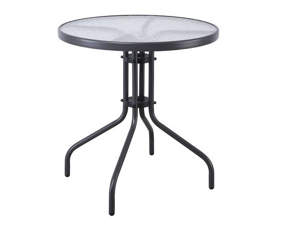 Τραπέζι Balleno για Μικρούς Εξωτερικούς Χώρους Μεταλλικό με Γυάλινη Επιφάνεια Baleno Γκρι 70x70x70εκ. | Τραπέζια  στο Togias-Home.gr