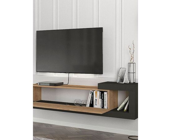 Έπιπλο Tηλεόρασης Eπιτοίχιο Volare Megapap Xρώμα Sapphire Oak - Aνθρακί 150x29,6x38,6εκ. | Συνθέσεις στο Togias-Home.gr