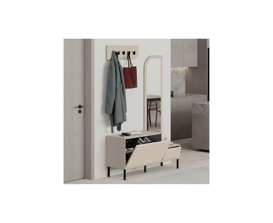 Mila Έπιπλο Εισόδου με Κρεμάστρα & Παπουτσοθήκη Sandstone 120x37x171.6εκ. | Παπουτσοθήκες στο Togias-Home.gr