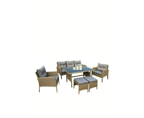 Σετ Τραπεζαρίας Εξωτερικού Χώρου California με Μαξιλάρια Φυσικό / Γκρι 6τμχ | Σετ Τραπεζαρίας στο Togias-Home.gr