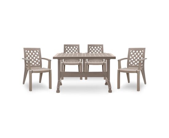 Σετ Τραπεζαρία Κήπου Callan Megapap 5τμχ Πολυπροπυλενίου Τραπέζι 120x70 -Πολυθρόνα Χρώμα Cappuccino | Σετ Τραπεζαρίας στο Togias-Home.gr