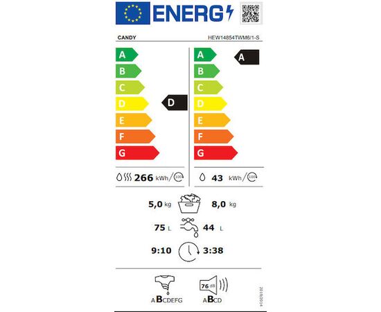 Candy HEW14854TWM6/1-S Πλυντήριο-Στεγνωτήριο Ρούχων 8kg/5kg Ατμού 1400 Στροφές με Wi-Fi | Εμπρόσθιας Φόρτωσης στο Togias-Home.gr