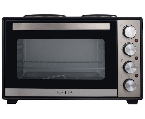 Estia Multicook Compact Ηλεκτρικό Φουρνάκι 38lt με 2 Εστίες Μαύρο 06-33828 | Κουζίνες & Φούρνοι στο Togias-Home.gr