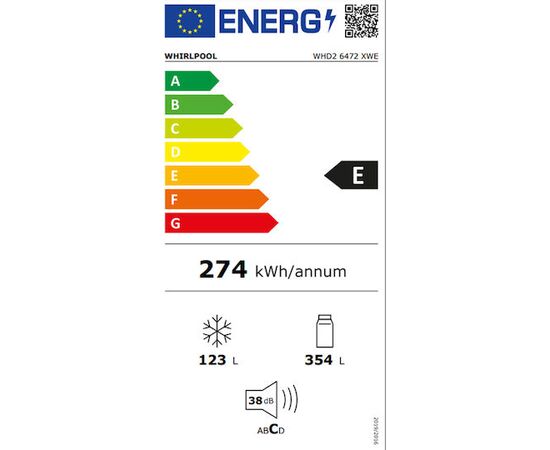 Whirlpool Ψυγείο Δίπορτο 477lt NoFrost Υ186.5xΠ70xΒ74.6εκ. Λευκό WHD2 6472 XWE | Ψυγεία στο Togias-Home.gr